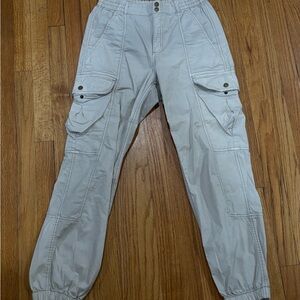 Garage Beige Elastic Waist Cargo Pants